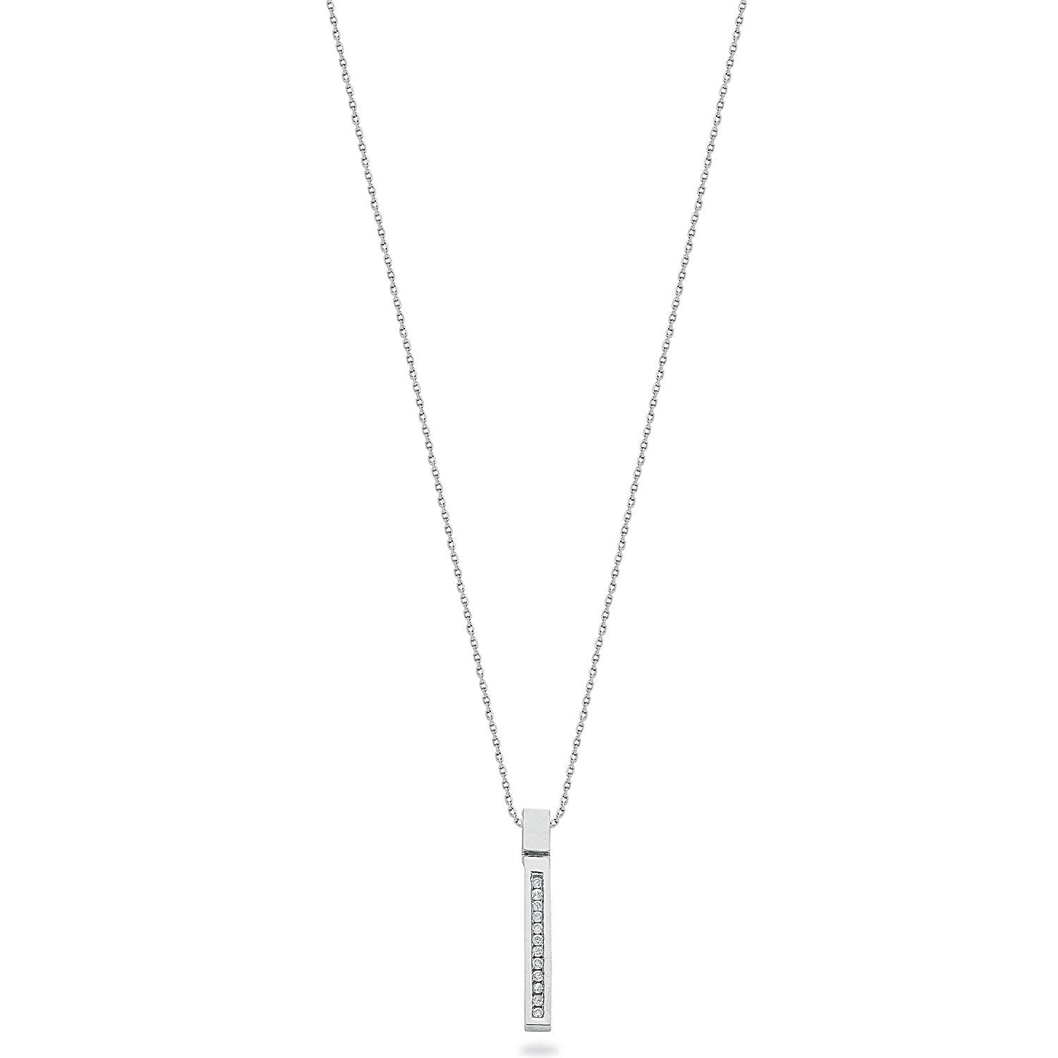 9ct White Gold 0.12ct Diamond Drop Pendant with 18in/45cm Chain - Fine Necklace - Certified A – Luxury Jewellery by Im